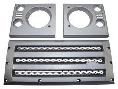 XS FRONT GRILL AND LAMP COVER SET SILVER WITH BLACK MESH